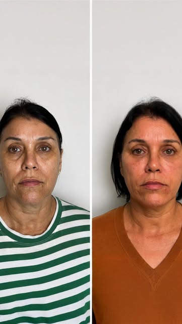Comparativo de resultado facial publicado por Camila Subtil